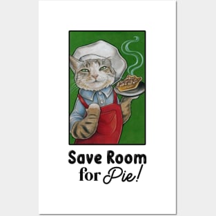 Cat Baker - Save Room For Pie - White Outlined Version Posters and Art